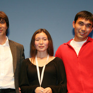 『トルパン』ティーチインにて（左から）セルゲイ・ドヴォルツェヴォイ監督、サマル・エスリャーモヴァ、アスハット・クチンチレコフ