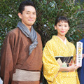 3度目の“父娘”共演の杏と松重豊、着物姿で日本橋を練り歩き！・画像