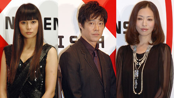 『容疑者Xの献身』完成記者会見。左から柴咲コウ、堤真一、松雪泰子。