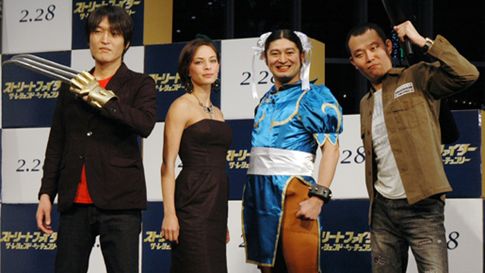 『ストリートファイター　ザ・レジェンド・オブ・チュンリー』ジャパンプレミア。（左から）千原ジュニア、クリスティン・クルック、ハイキング・ウォーキングQ太郎、千原せいじ