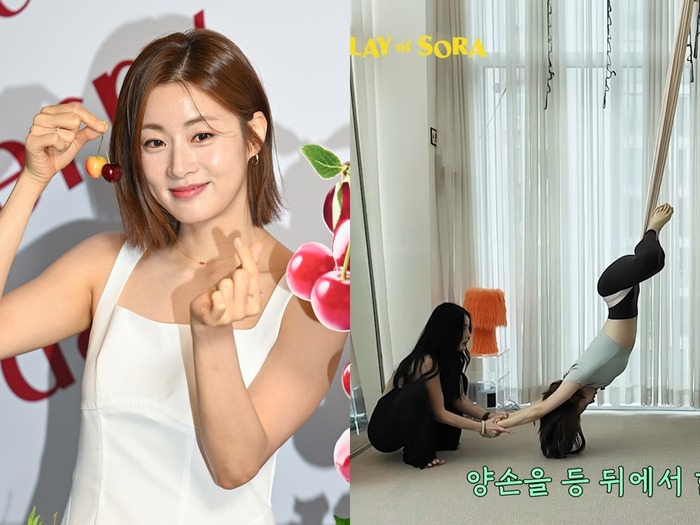 【韓国女優】産後マイナス20kgでも話題に!カン・ソラ、フライングヨガに挑戦「ボディラインも大事だが…」
