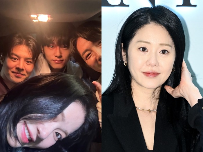 女優コ・ヒョンジョン、年下イケメン俳優たちに囲まれニッコリ!紅一点を満喫【PHOTO】