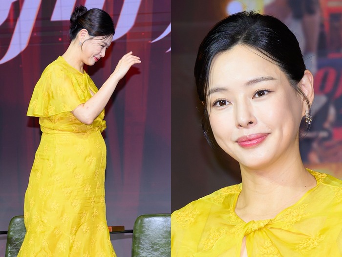 「出産間近でも変わらぬ美しさ」イ・ハニ、臨月の姿でNetflix『エマ』制作発表会に登場!【独自写真】