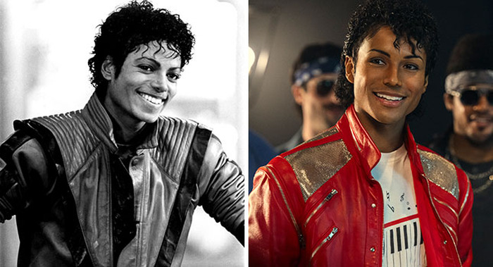 （左）マイケル・ジャクソン　写真：Globe Photos/アフロ　（右）ジャファー・ジャクソン『Michael／マイケル』(R), TM & (C) 2026 Lions Gate Entertainment Inc. All Rights Reserved.