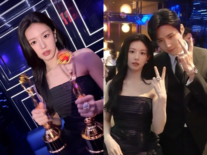 女優コ・ユンジョンが「青龍シリーズアワード」で“2冠達成”!両手にトロフィーで大はしゃぎ【PHOTO】