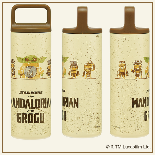 「スクエアハンドル付きステンレスマグボトル450ml マンダロリアン&グローグー」© & TM Lucasfilm Ltd