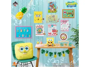 一番くじにスポンジ・ボブ登場！ ラストワン賞はボブのもちもちフェイスクッション 画像