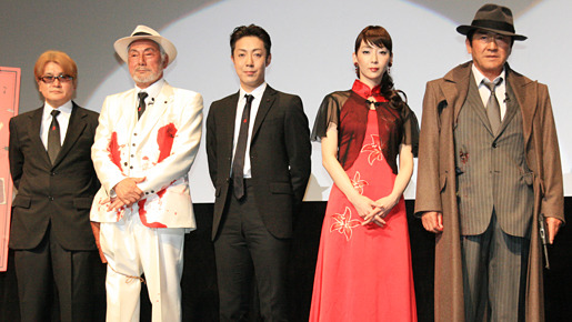 『THE CODE／暗号』プレミア試写会（左から）林監督、宍戸錠、尾上菊之助、稲森いずみ、松方弘樹