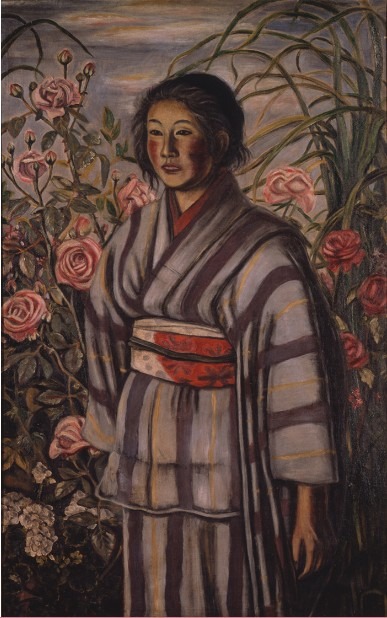 村山槐多《バラと少女》1917年 東京国立近代美術館蔵油彩・キャンバス　116.5×72.0cm