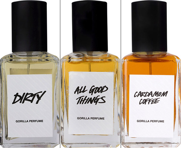 「Gorilla Perfume」コアレンジ（左から「DIRTY」「ALL GOOD THINGS」「CARDAMOM COFFEE」）