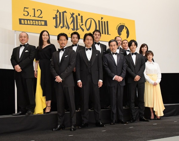 竹野内豊、江口洋介、役所広司、松坂桃李、真木よう子、白石和彌監督、阿部純子、中村倫也、ピエール瀧、音尾琢真、伊吹吾郎、柚月裕子（原作者）／映画「孤狼の血」完成披露試写会