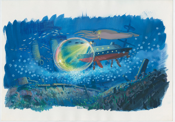 『宮崎駿展』イメージ画『崖の上のポニョ』(2008)美術ボード（C） 2008 Studio Ghibli・NDHDMT