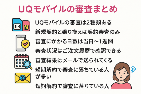 UQモバイルの審査はゆるい？落ちた原因と対処法は？