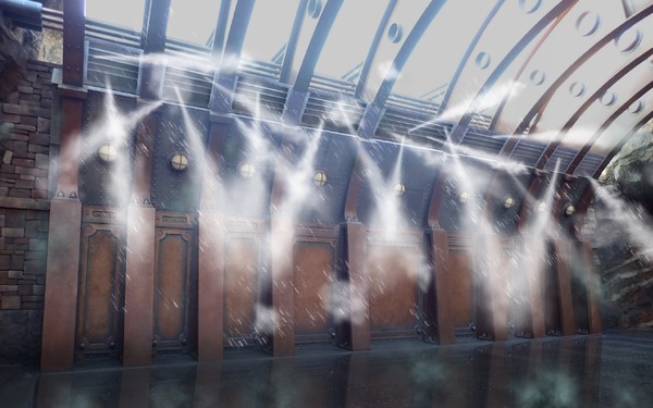 新設！びしょ濡れスポット（ミステリアスアイランド通路）