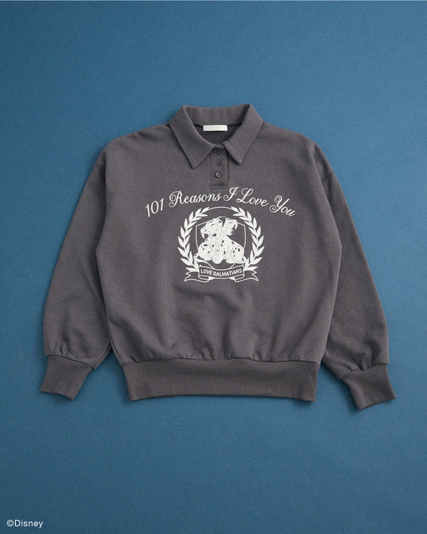 101匹わんちゃん/ポロ衿裏毛スウェット カラー：Charcoal gray ￥5,990