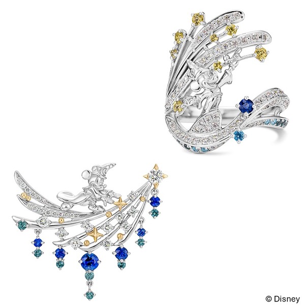 ＜ケイウノ＞Starlight Symphony -FANTASIA- 左：ブローチ、右：リング 各1,650,000円