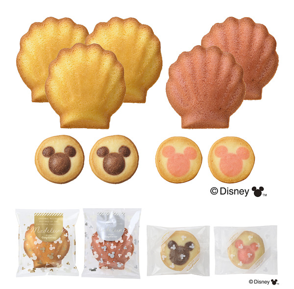 内容：バターマドレーヌ 3個、いちごマドレーヌ 2個、クッキー（ミッキー／黒）2個、クッキー（ミッキー／ピンク）2個