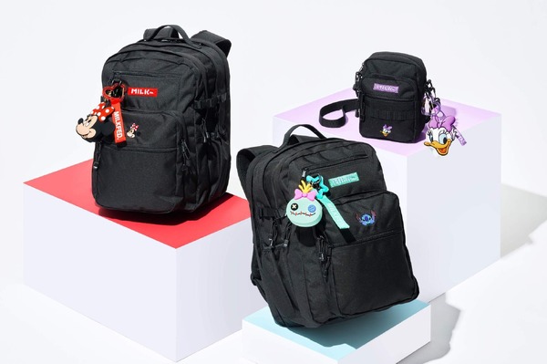 【MILKFED.】バックパック 23L 各14,500円／【MILKFED.】ショルダーバッグ 6,600円 © Disney