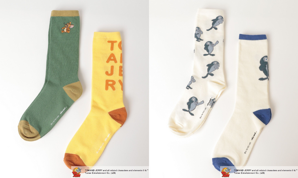 2Pソックス　1,980円（税込）グリーン×イエロー / オフホワイト　「トムとジェリー」×「niko and ...」コラボレーション