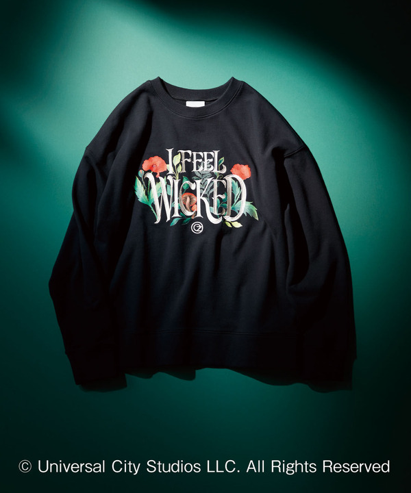 THREE FIFTY STANDARD　【WICKED】刺しゅうロゴとプリントの裏毛スウェット〈ブラック〉