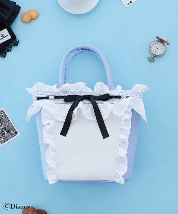 Maison de FLEUR Disney Collection「Alice in Wonderland」Alice/レースリボントートバッグ　カラー：Light Blue　価格：￥9,200
