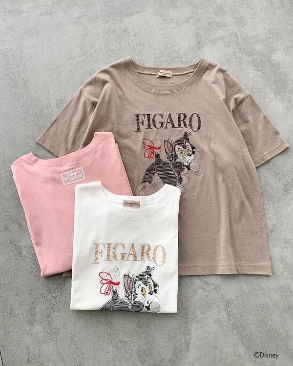 ピノキオ／フィガロ刺繍Tシャツ　各￥3,850