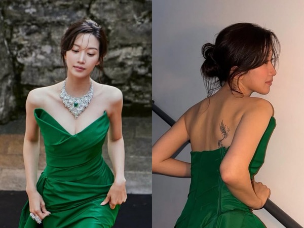ムン・ガヨン、背中のタトゥーがチラリ…気品あふれるドレス姿に絶賛の声【PHOTO】