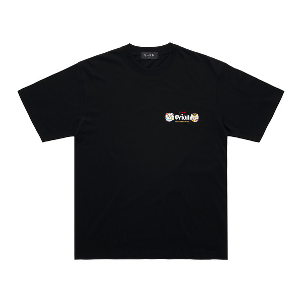 ちいかわ×オリオンビール シーサーのおみやげやさん Tシャツ ブラック_カンパ～イ／©nagano©Uema©Orion