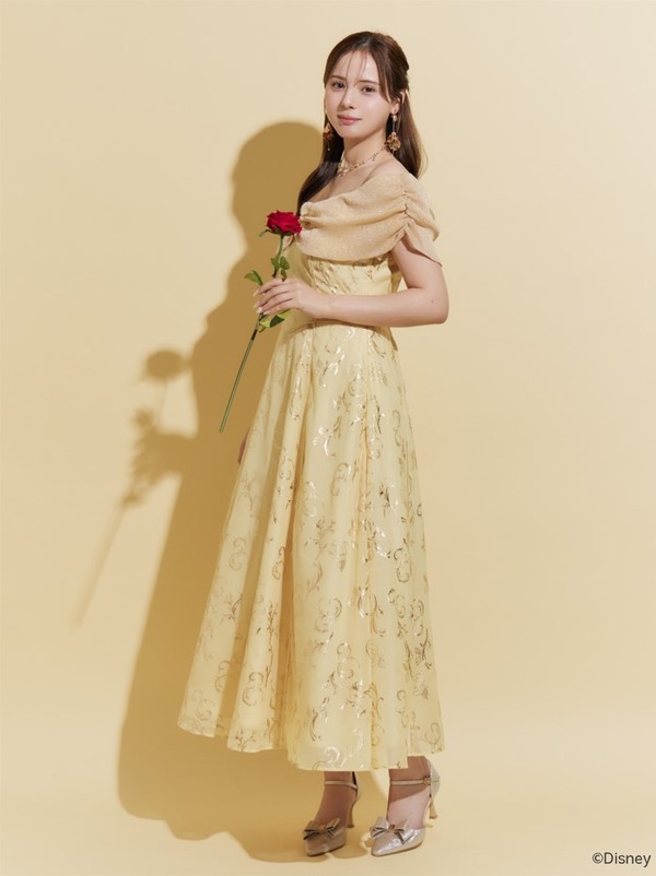 【ディズニーコレクション】美女と野獣/プリントオフショルワンピース／22,000円（税込）