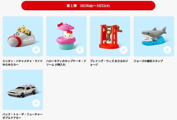 「マクドナルド」ハッピーセットで「USJ」が提供へ！「ミニオン」や「バック・トゥ・ザ・フューチャー」などオールスターズの玩具全10種