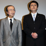 福田首相、安倍前首相のモノマネをする渡部又兵衛と福本ヒデ