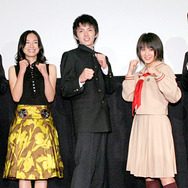 『ラブファイト』完成披露会見（左から）大沢たかお、桜井幸子、林遣都、北乃きい、成島出監督