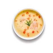 サーモンと根菜のポテトスープ