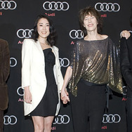 「Audi Forum Tokyo」にて（左から）マチュー・アマルリック、寺島しのぶ、ジェーン・バーキン、大森南朋