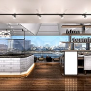 横浜 大さん橋 グルメバーガーカフェ「cafe & dining blue terminal（カフェ アンド ダイニング ブルー ターミナル」内観イメージ