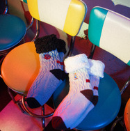 裏ボア刺繍ソックス/White,Gray/￥4,290