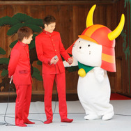 『偉大なる、しゅららぼん』クランクイン会見（濱田岳、岡田将生、ひこにゃん）