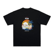 ちいかわ×オリオンビール シーサーのおみやげやさん Tシャツ ブラック_カンパ～イ／©nagano©Uema©Orion