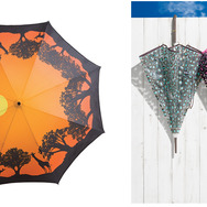 ファッショナブルな傘やコラボ傘など、他では見つからないアイテムが多数取りそろえられている。　左：「アフリカサンセット」　右：傘「waterfront」