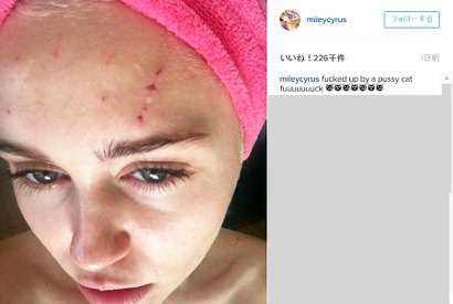マイリー・サイラス、猫に八つ裂きにされる!? 画像