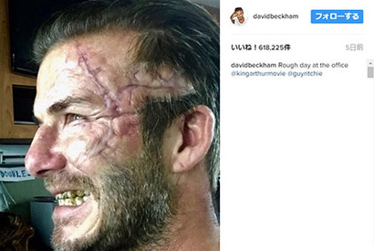 デビッド・ベッカム、『キング・アーサー 聖剣無双』で特殊メイク！ 画像