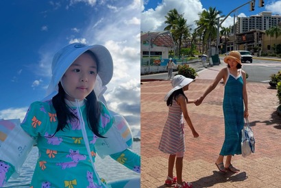 イ・ドンゴンの“元妻”チョ・ユニ、愛娘のロアちゃんとグアムを満喫！“そっくり親子”【PHOTO】 画像