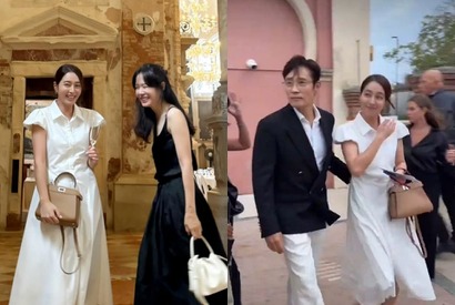 ベネチアを満喫中のイ・ミンジョン、夫イ・ビョンホンと仲睦まじいツーショットが話題【PHOTO】 画像