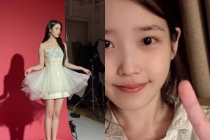 『おつかれさま』女優IUの“赤ちゃん肌”に目が釘付け！仕事中もオフも「可愛すぎる」【PHOTO】 画像