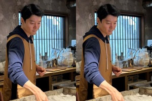 バツイチの『七日の王妃』俳優イ・ドンゴン、自身のカフェで仕事中！“大行列も納得” 画像