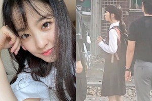 童顔女優パク・ボヨン、35歳なのに“違和感ゼロ”の制服姿…ドラマ撮影の目撃映像が話題 画像