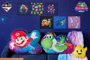 マリオ＆ヨッシーの大きなクッション登場！『ザ・スーパーマリオギャラクシー・ムービー』一番くじ発売 画像